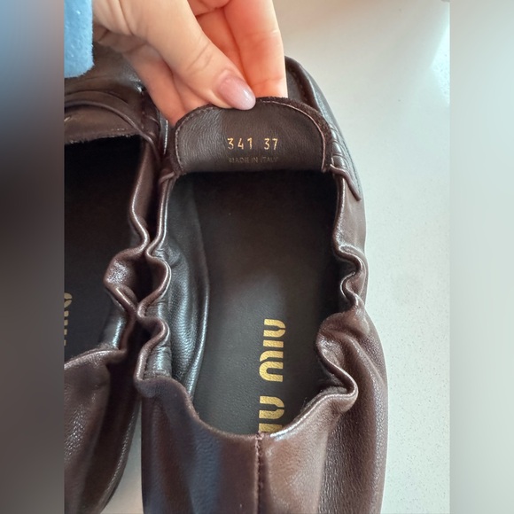 Miu Miu Loafer Brown Ruches nappa leather loafers size 37 boat shoe - Picture 7 of 10